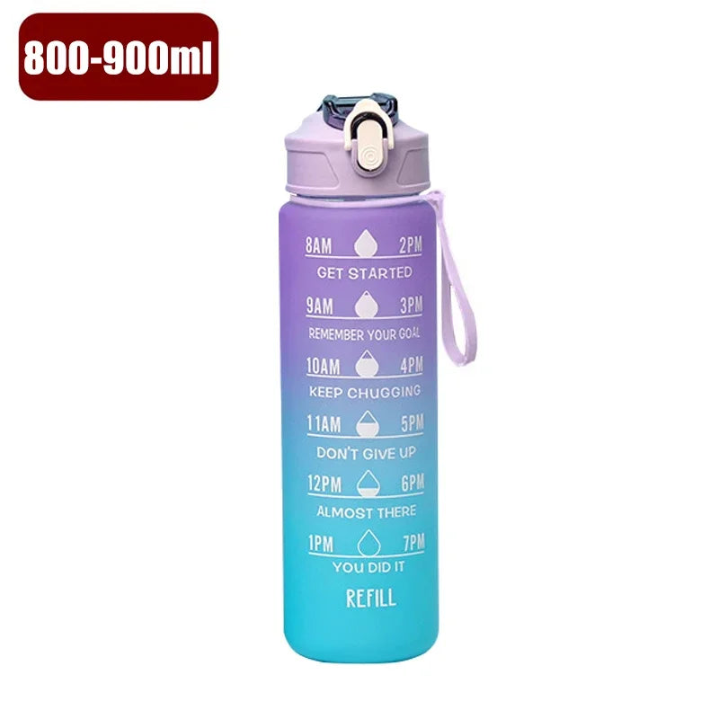 Sports Water Bottle with Straw – 900ml/1000ml Leak-Proof, High-Temperature