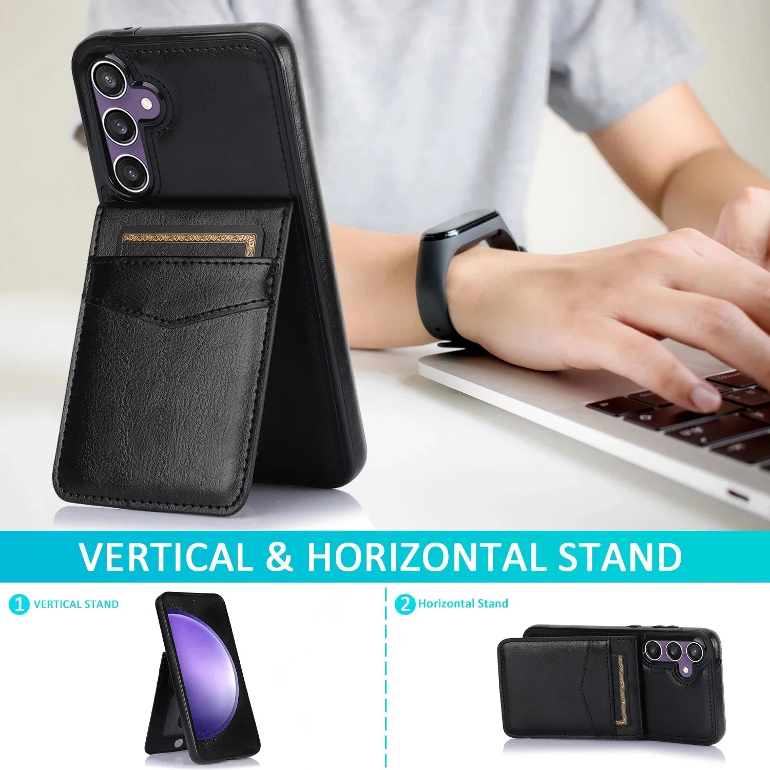 Flip Leather Card Solt Holder Wallet Case For Samsung Galaxy S25 Ultra S24 Plus S23 FE S22 S21 A16 A35 A55 A54 Stand Bag Cover