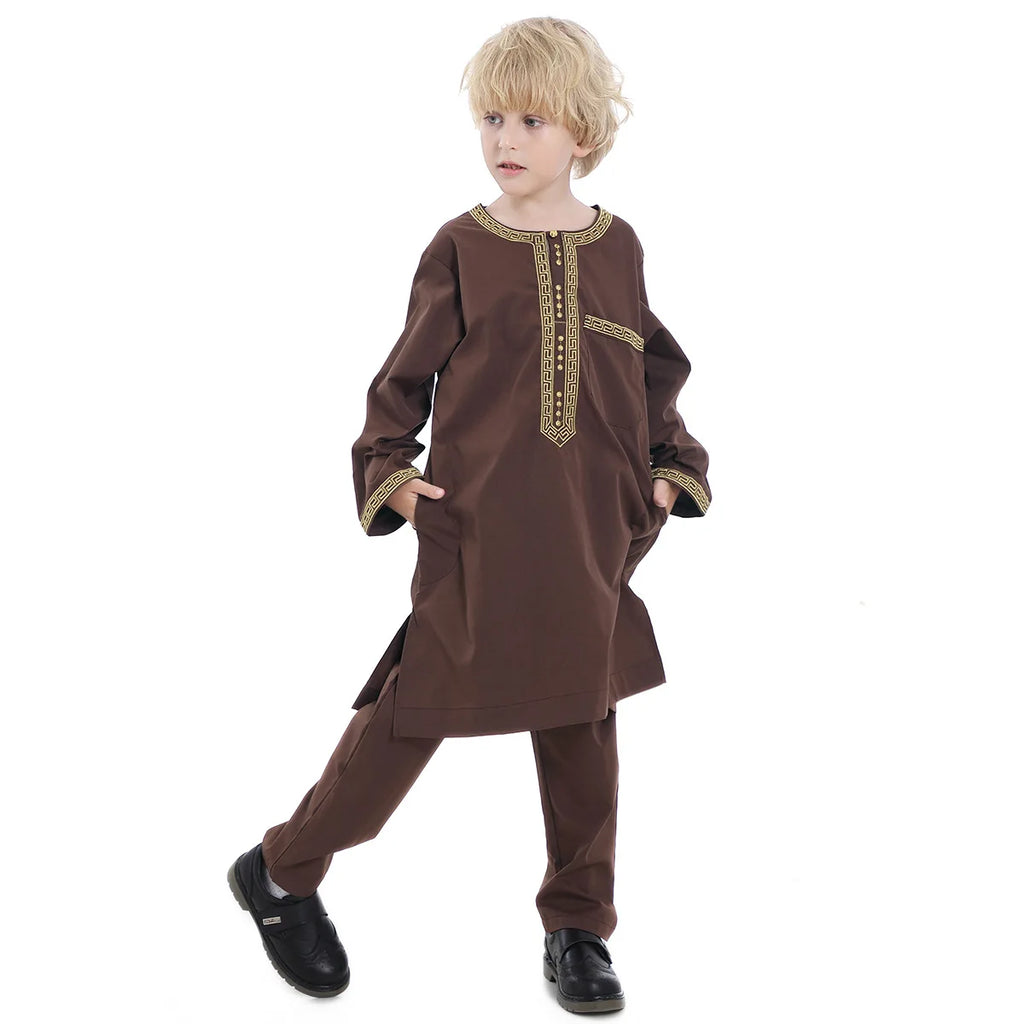 Boys Islamic Thobe – Kids Long Sleeve Traditional Robe