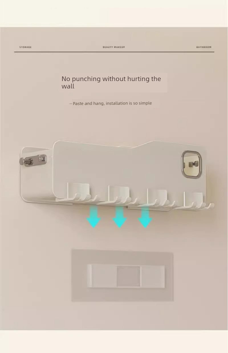 Wall-Mounted Toothbrush Holder with Toothpaste Squeezer | Bathroom Organizer Set