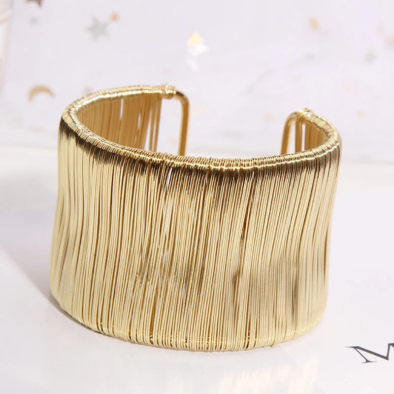 Women’s Wide Adjustable Cuff Bracelet – Gold-Tone Fashion Jewelry”