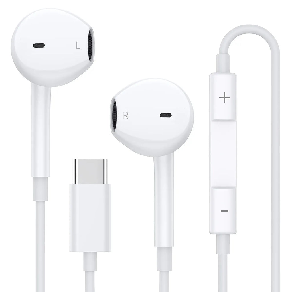 Headphones for iPhone 17 16 15, Wired Type C Earphones Built-in Microphone & Volume Control, HiFi Stereo Sound Earbuds