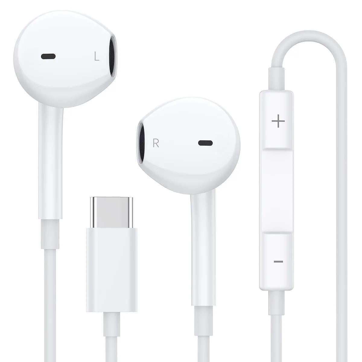 Headphones for iPhone 17 16 15, Wired Type C Earphones Built-in Microphone & Volume Control, HiFi Stereo Sound Earbuds