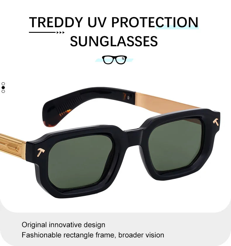 Men's Luxury Square Sunglasses UV400 Driving Eyewear Classic Casual Fashion Shades for Adults Alloy Frame