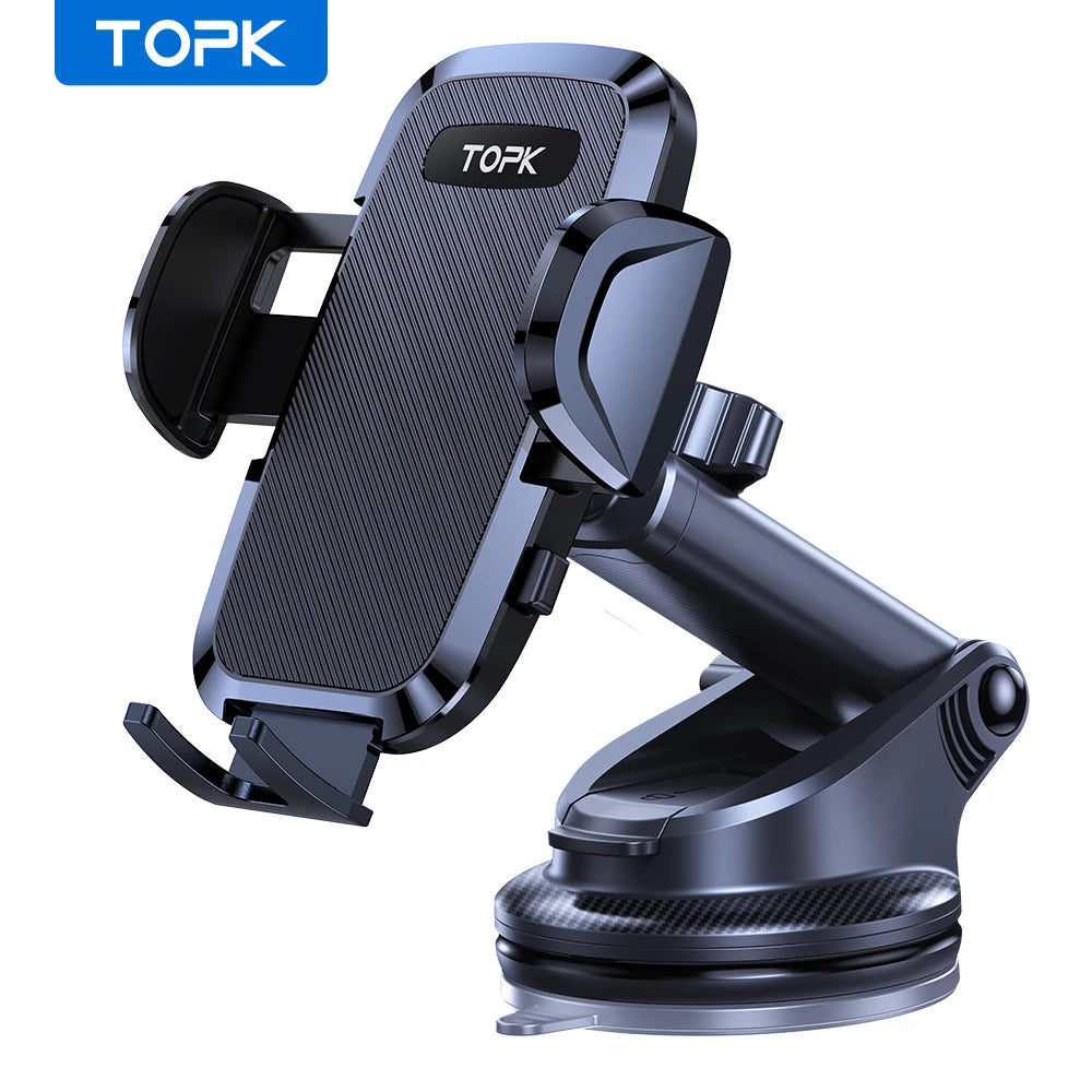 Car Phone Holder 2 in 1 Car Phone Mount for Car Dashboard/Windscreen One Button Release and 360° Rotation for All Phones