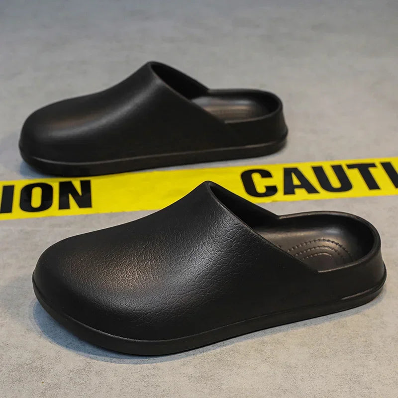 Mens Kitchen Chef Shoes Waterproof Garden Clogs Closed Toe Half Shoes Rubber Slippers Restaurant Hotel Working Summer Beach