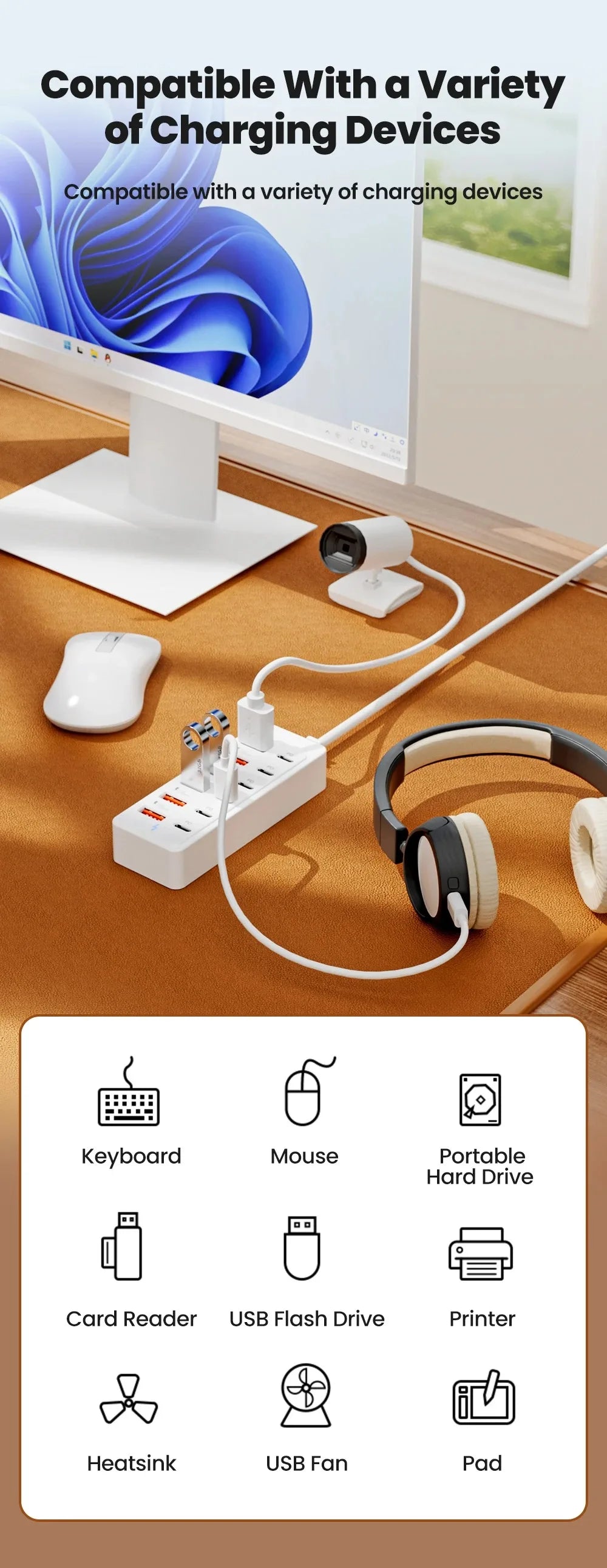 USB Type C Charger 12 in 1 USB HUB Adapter Socket Fast Charging Power Strip Desktop Charging Station For iPhone Samsung