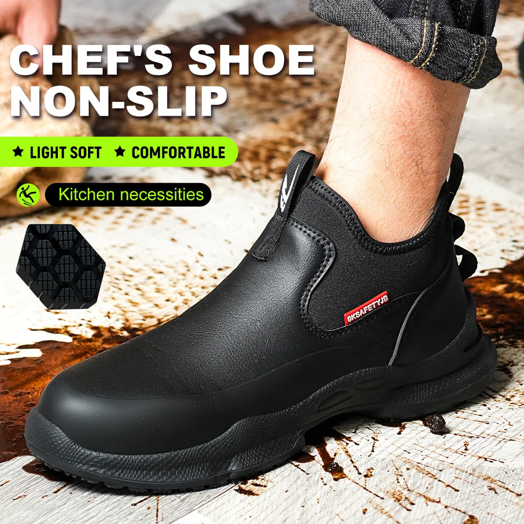 Chef Shoes Four Seasons Anti Slip Oil Resistant Business Casual Men's Work Shoes Fashion Comfort Soft Soled Waterproof Shoes