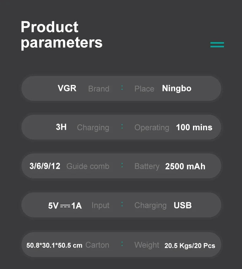 Original VGR Hair Trimmer Cordless Hair Clipper Electric Hair Clipper Professional Hair Clipper Men's Hair Clipper V-653