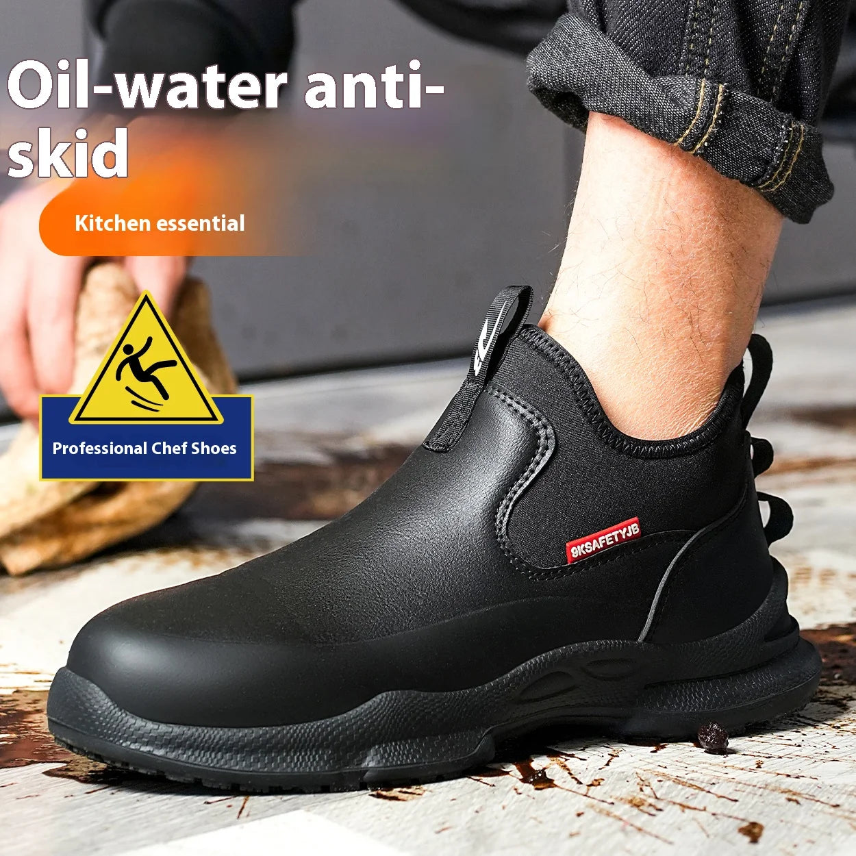 Chef Shoes Four Seasons Anti Slip Oil Resistant Business Casual Men's Work Shoes Fashion Comfort Soft Soled Waterproof Shoes