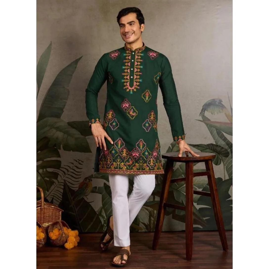 Men’s Kurta Caftan Robe – Long Sleeve Ethnic Traditional Wear