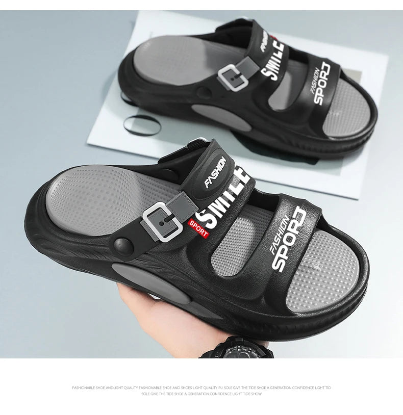 Fashion Trend Men's Shoes Flat Men's Sandals Summer 2025 Thick Soles Soft Comfortable Non-slip Beach Sandals Outdoor Slippers
