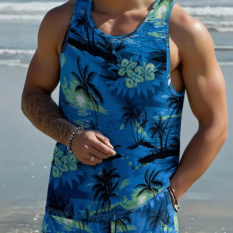 Men’s Sleeveless Printed Summer Tank Top
