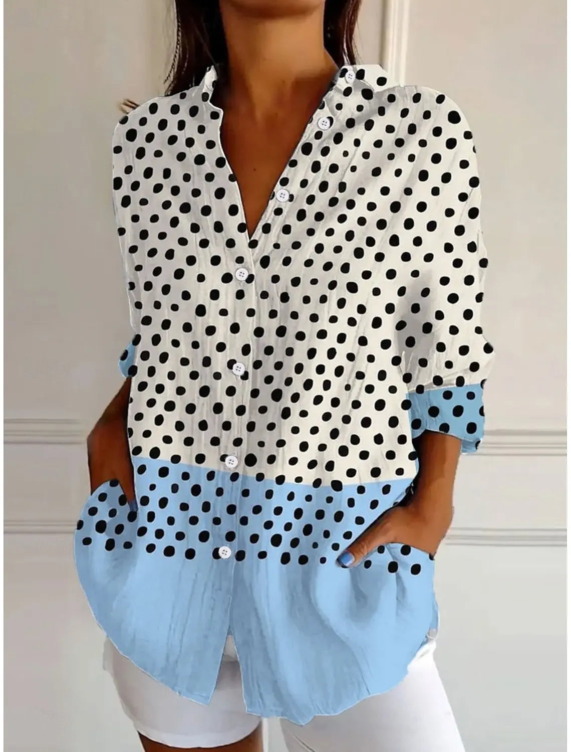 Men’s Polka Dot Long-Sleeve Button-Up Shirt