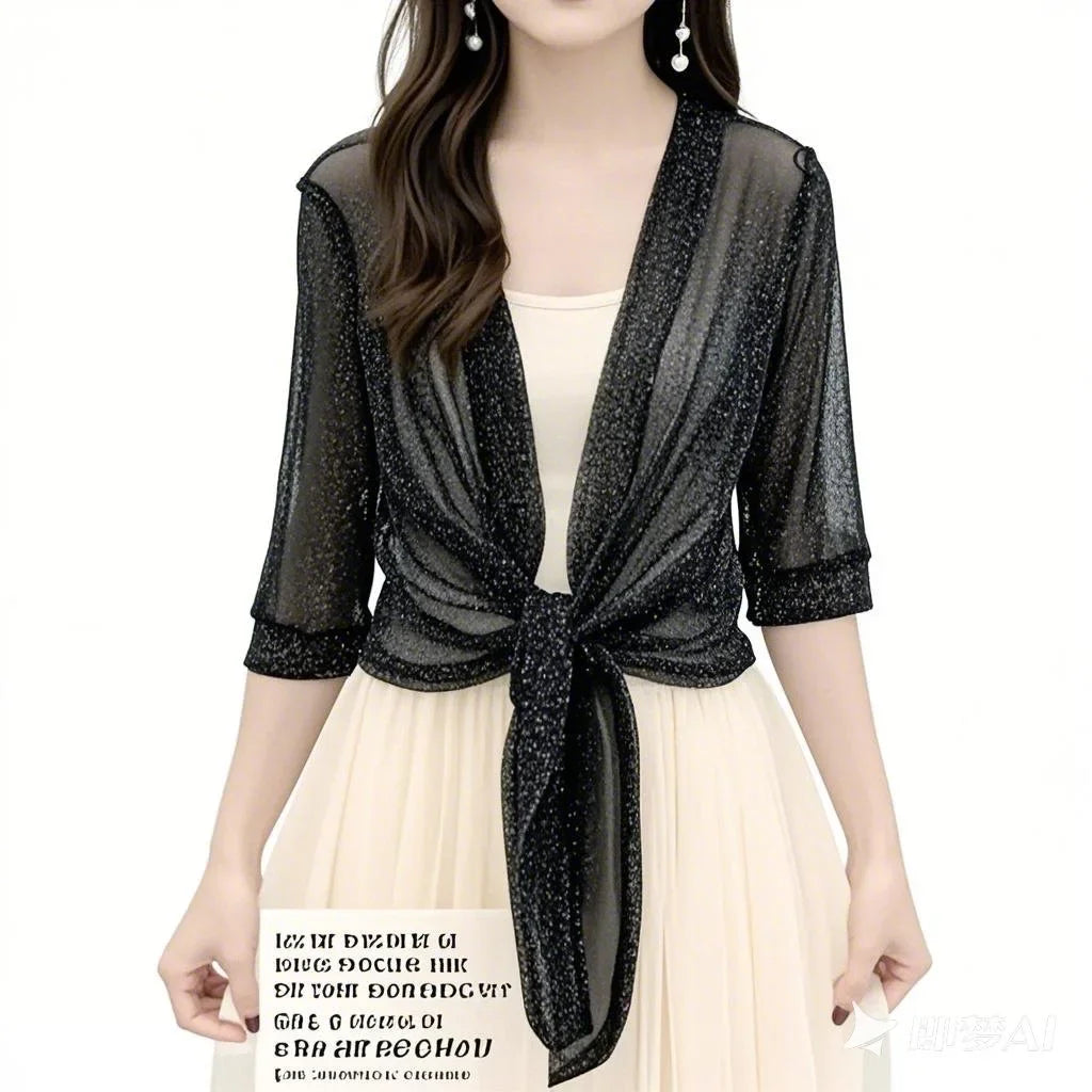 Breathable Plus Size Lace Cropped Shrug Cardigan Women's 2025 Summer Oversized Mesh Cover Up Bolero Beach Outerwear Women Tops