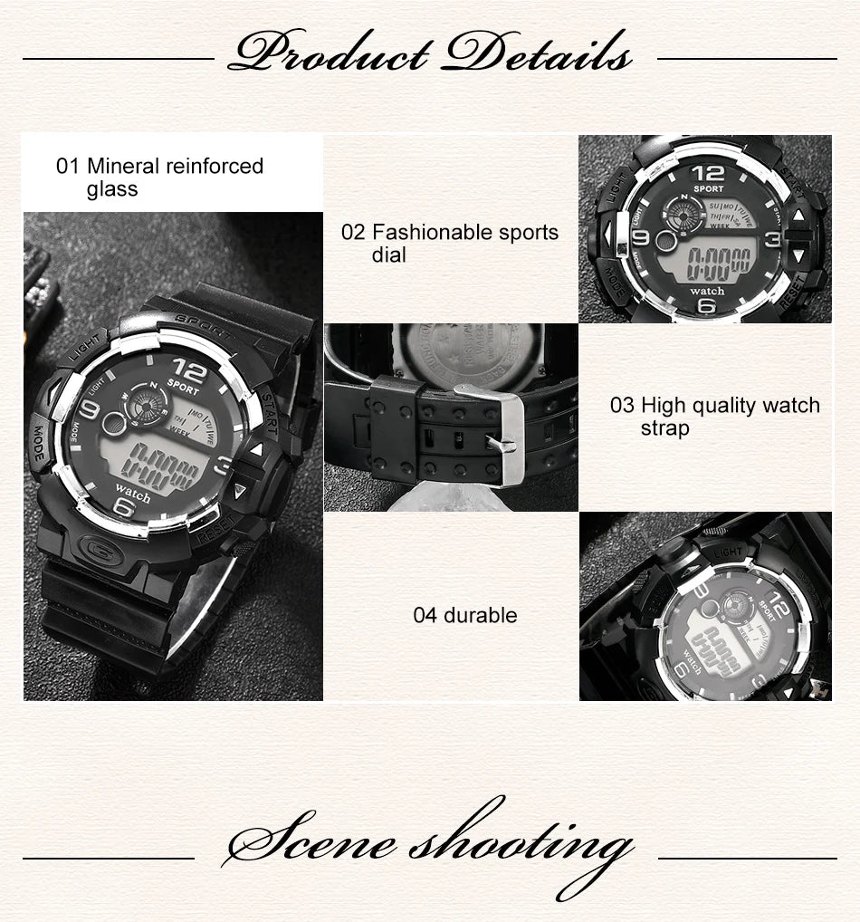 Men’s Digital Sports Watch with LED Display