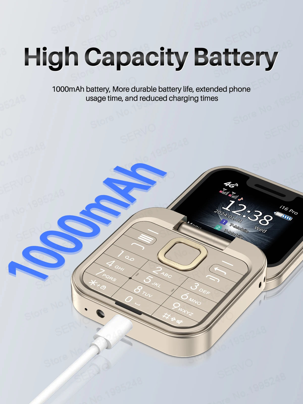 i16 Pro 4G LTE Mini Flip Mobile Phone Dual SIM Standby Call Recording Speed Dial FM Radio Blacklist Small Fold Cellphones