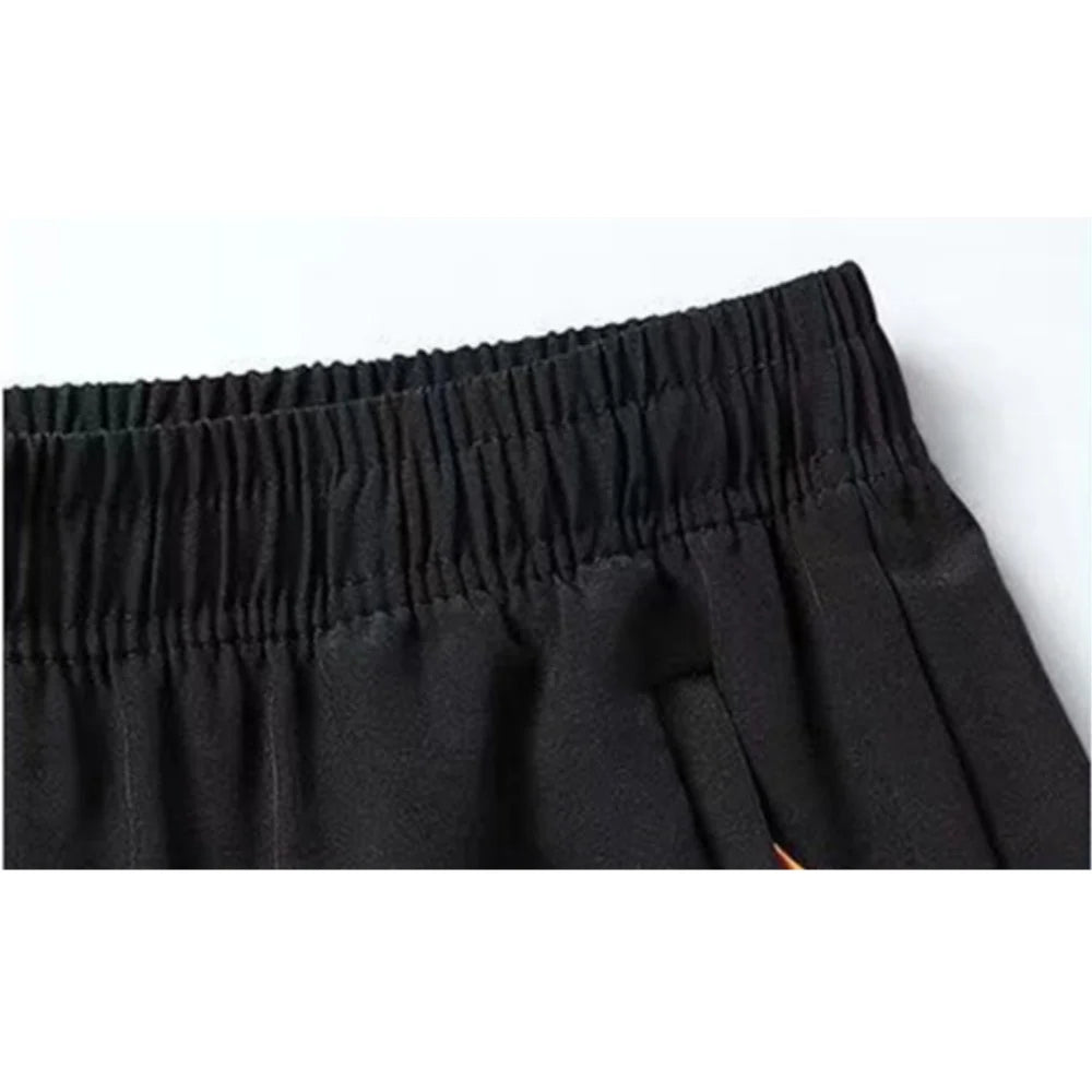 Men's Summer Thin Ice Silk Casual Shorts Quick Dry Loose Fit Elastic Waist Gym Sports Jogging Pants with Zipper