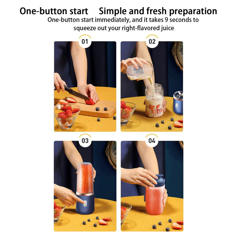 Portable Blender Electric Juicer Rechargeable Fruit Mixers USB Rechargeable Smoothie Mini Blender Multifunction Juice Maker