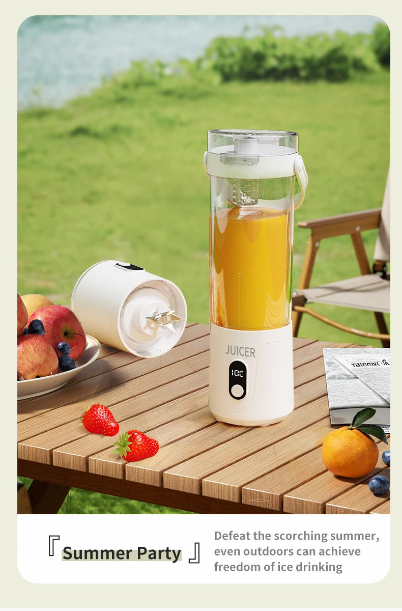 Portable Blender 600ML Electric Juicer Rechargeable 4000mAh USB Fruit Mixer Personal Smoothie Maker Outdoor Fresh Fruit Blender