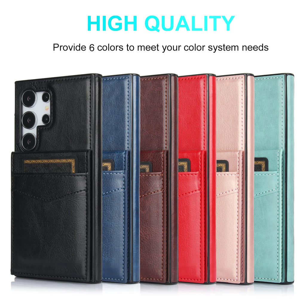 Flip Leather Card Solt Holder Wallet Case For Samsung Galaxy S25 Ultra S24 Plus S23 FE S22 S21 A16 A35 A55 A54 Stand Bag Cover