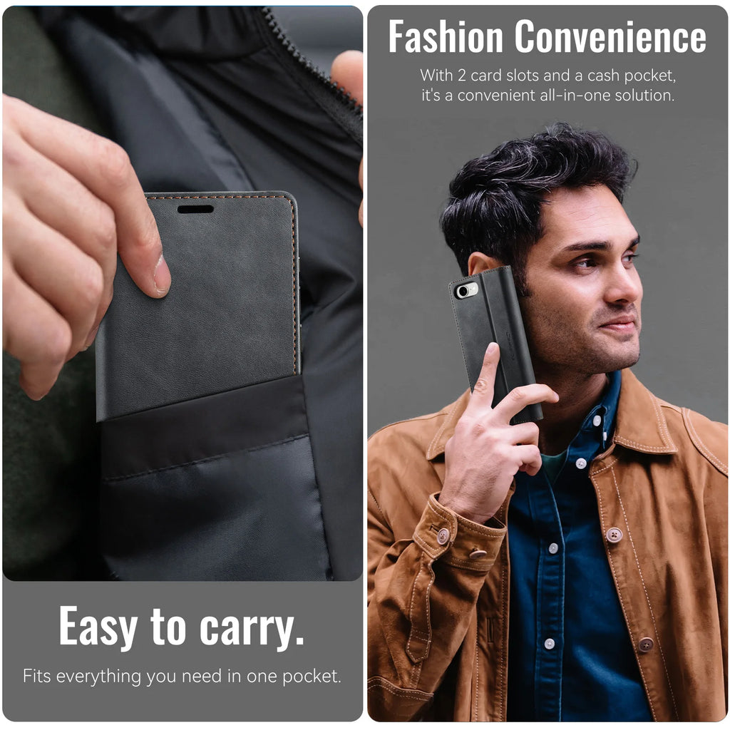 Case For iPhone 17e 16e 2026 2025 Wallet Case PU Magnetic Folio Cover With Card Holder Kickstand TPU Protective Phone Case