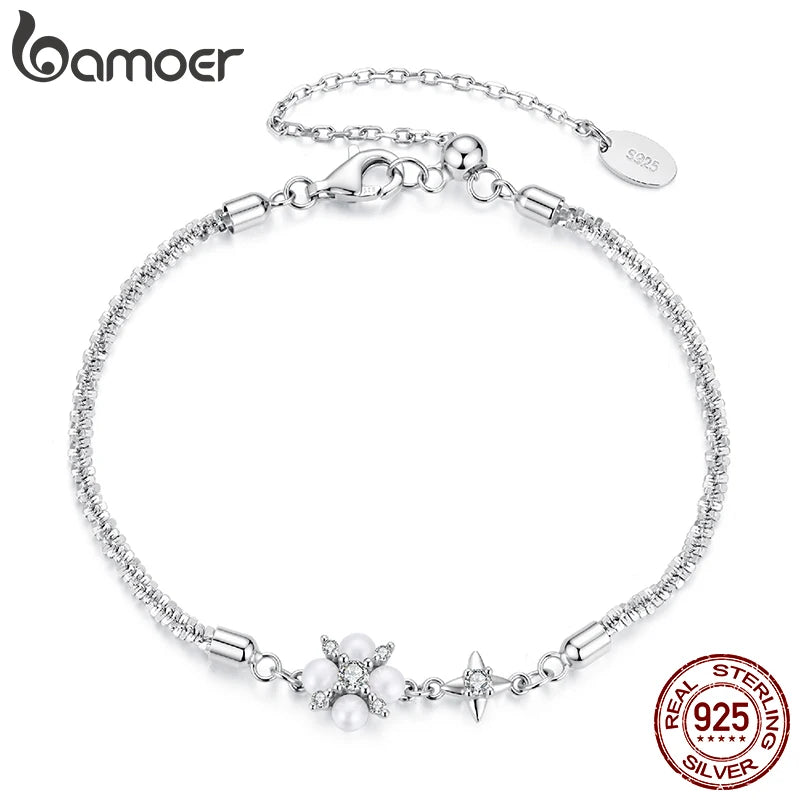 Silver Bracelets Natural Pearl Starlight Bracelet Adjustable Wrist Link Chain with GRA for Women