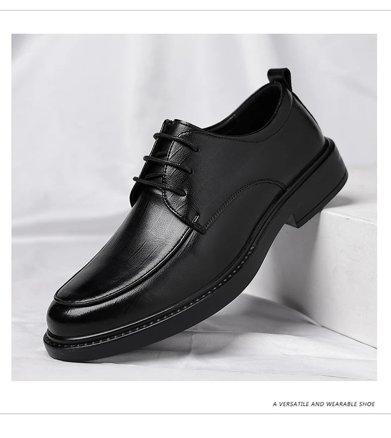 Spring/Summer Men 37-45 Men's Flat/6CM Heightening Elevator Shoes Business Formal Leather Shoes Man British Casual Wedding Suit
