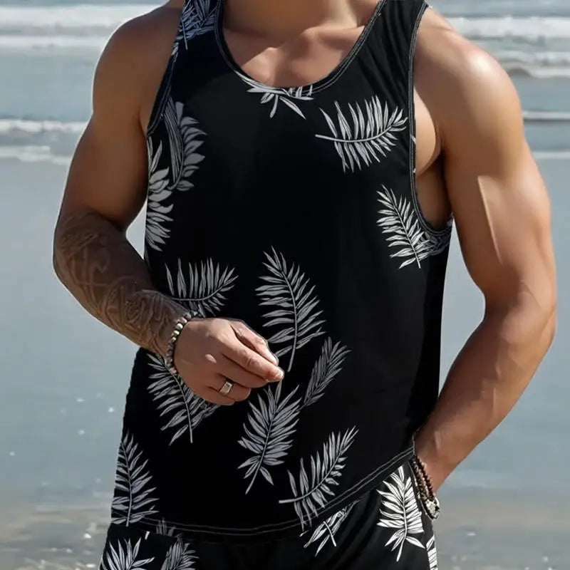 Men’s Sleeveless Printed Summer Tank Top