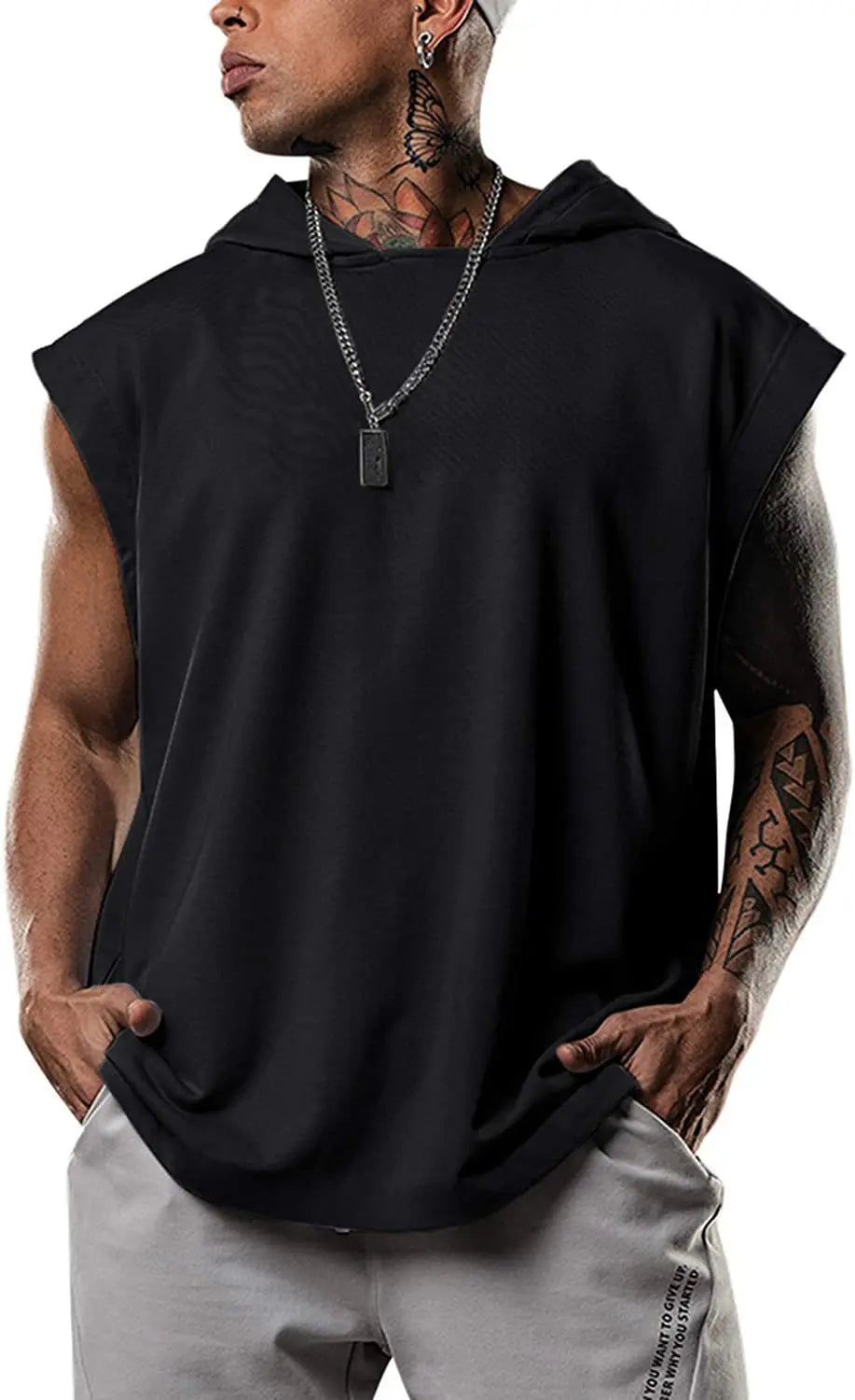 Men’s Sleeveless Hoodie Casual Workout Top