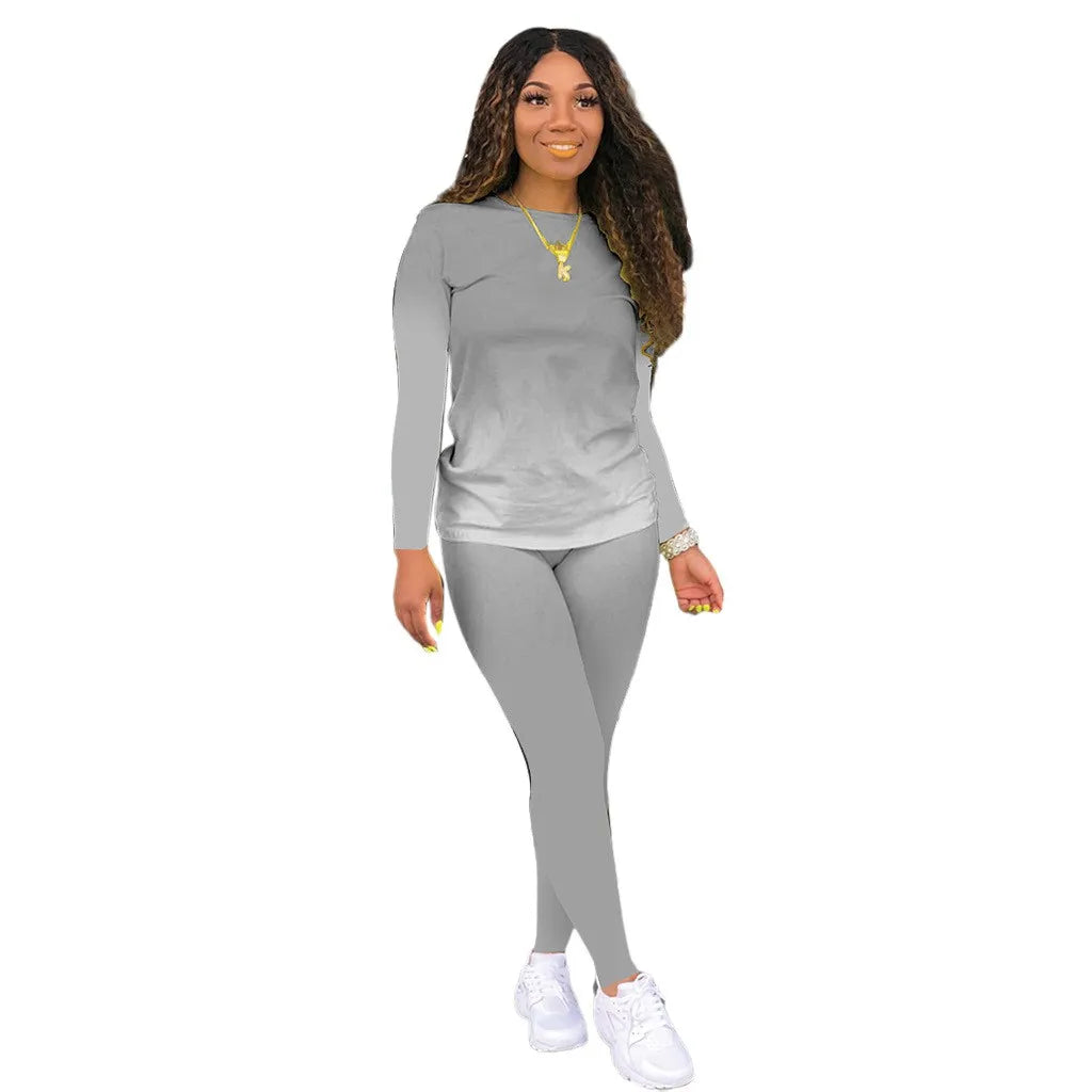 Women’s Plus Size Long Sleeve Gradient Top Casual Slim Fit Shirt