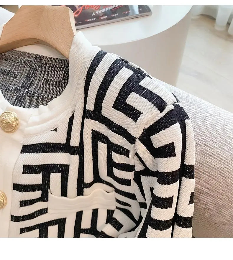 New Women's Cardigan Short Knit French Retro Style Sweater Coat Vintage Clothes Long Sleeve Top  Y2k