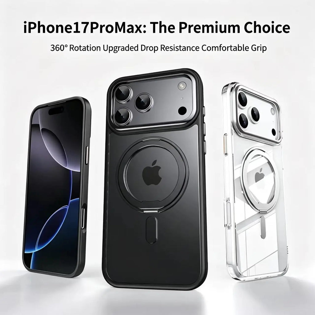 Magnetic 360°Rotation Stand Phone Case For iphone 17 pro max casе iphone 17 magsafe funda iphone 17 pro With Ring Holder cover