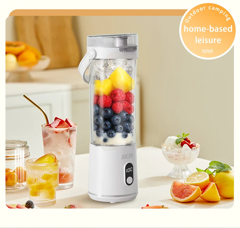 Portable Blender 600ML Electric Juicer Rechargeable 4000mAh USB Fruit Mixer Personal Smoothie Maker Outdoor Fresh Fruit Blender