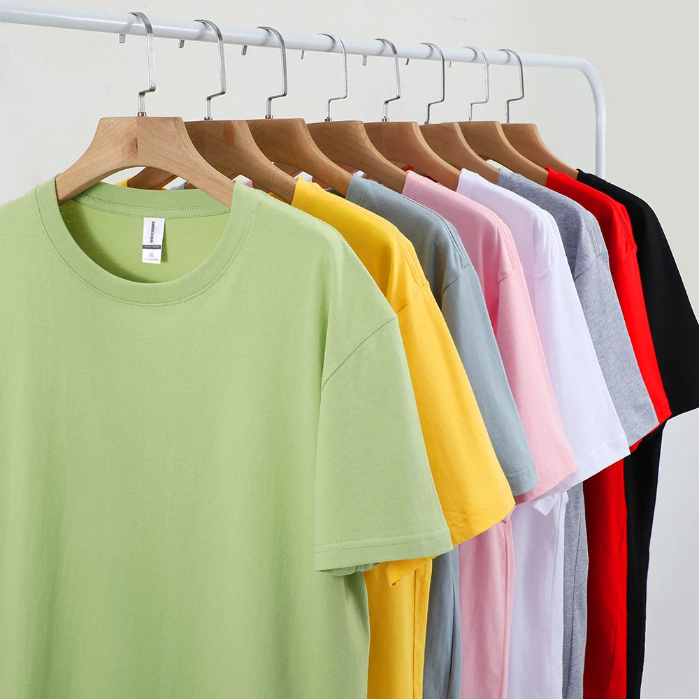 Cotton Solid Color T-Shirts Men Woman Short Sleeve Fashion Brand Trend Casual Soft Clothing Tees Breathable Summer Tops