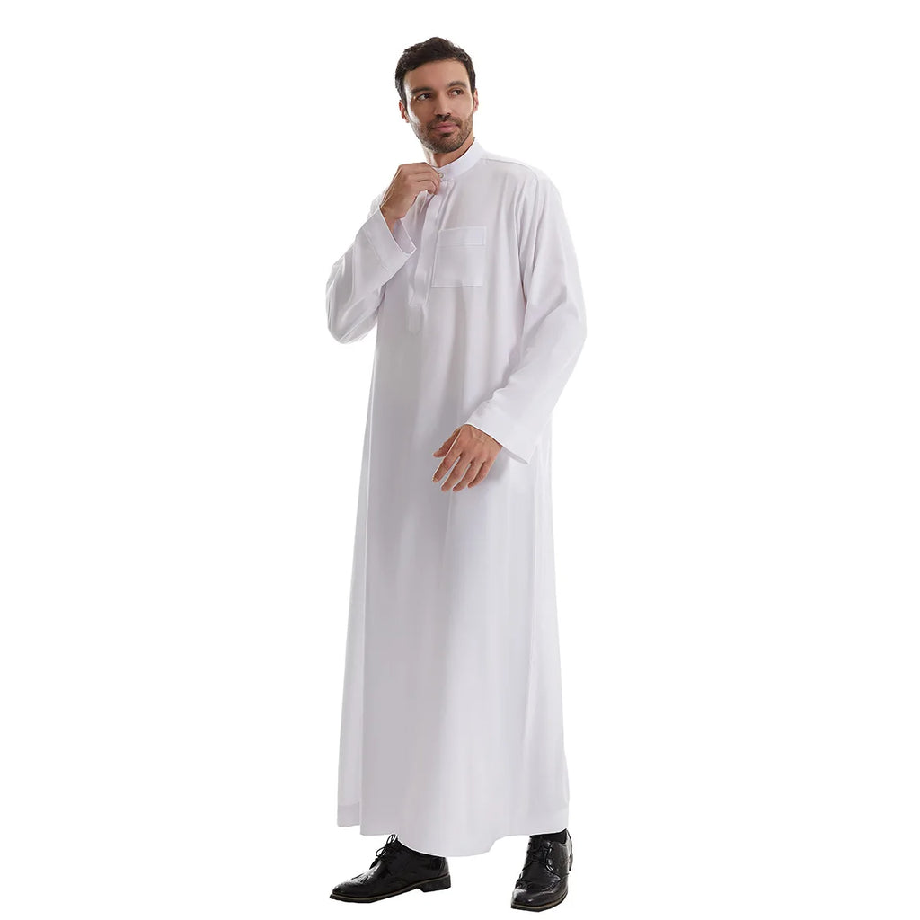 Men’s Muslim Abaya Kaftan Thobe – Long Sleeve Pullover Robe
