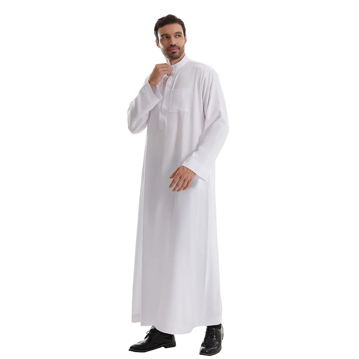 Men’s Muslim Abaya Kaftan Thobe – Long Sleeve Pullover Robe