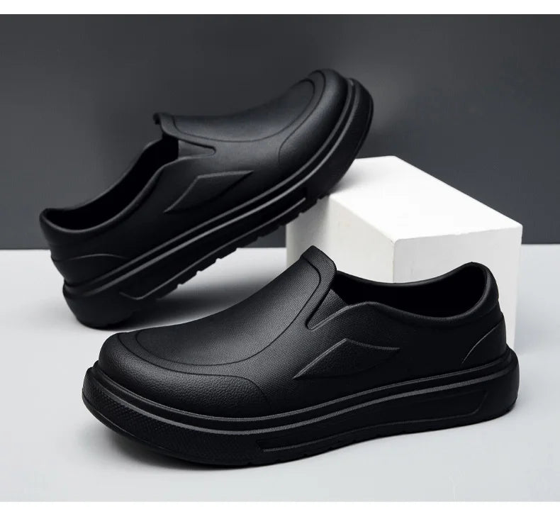 Men's Chef Shoes Anti Slip Oil Resistant Dirt Resistant Work Shoes Quick Drying Thick Soled Rain Shoes Large Size Breath Clogs