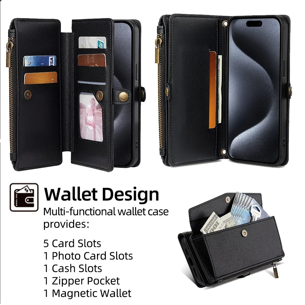 Flip Cover PU Leather Wallet Phone Cases For Xiaomi Poco C40 C51 C50 C61 C65 C71 C75 C85 4G Plain Multi-Functional Magnetic Bag