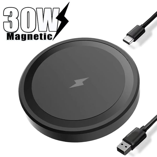 30W Magnetic Wireless Charger Pad For Magsafe iPhone 17 16 15 14 13 12 Pro Max Desktop Type C Magnet Fast Charging Phone Stand