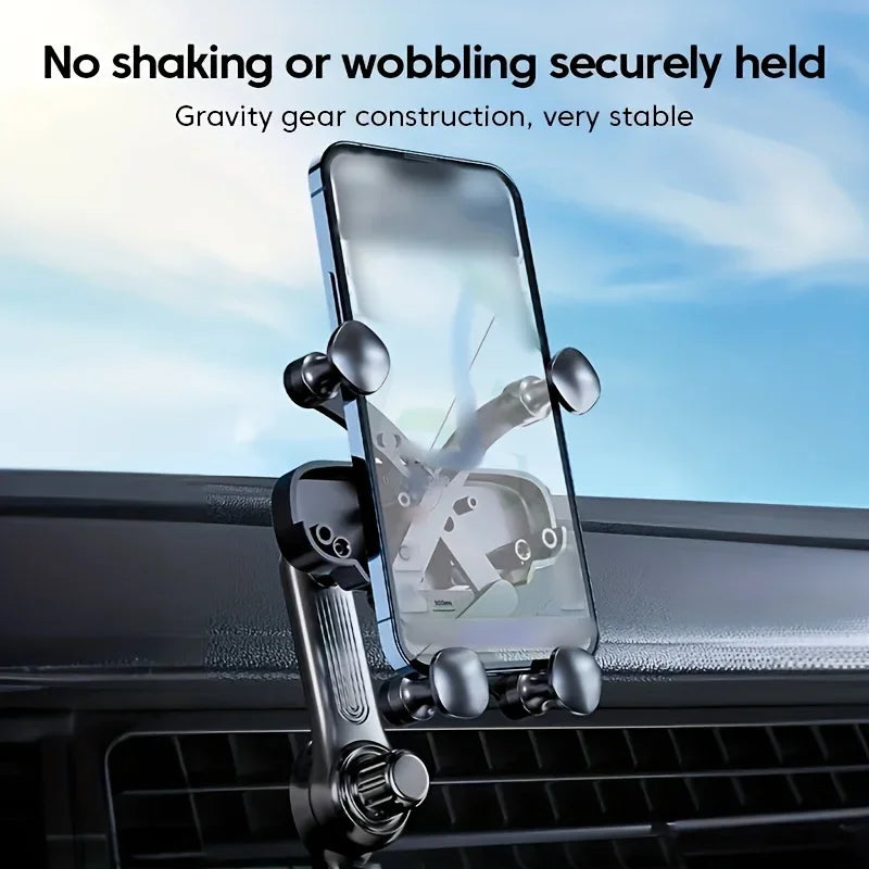 New Gravity Car Phone Holder - Strong Air Vent Clip Mount Adjustable Mobile Cell Stand for Hands-Free Driving