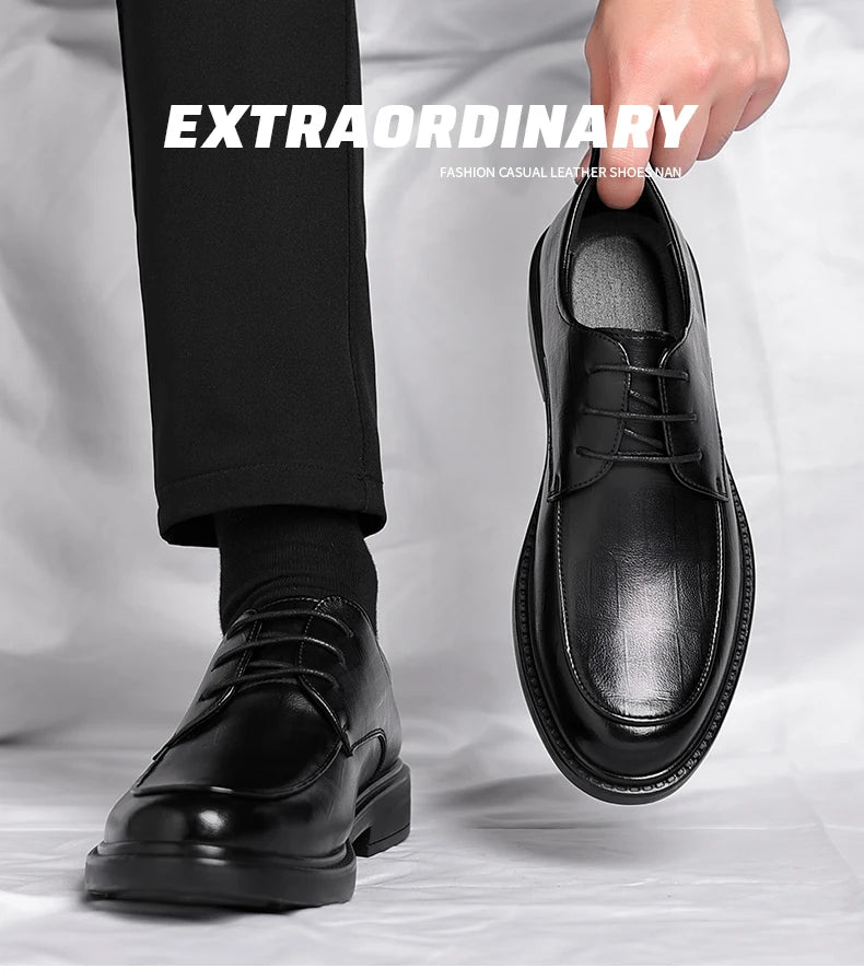 Spring/Summer Men 37-45 Men's Flat/6CM Heightening Elevator Shoes Business Formal Leather Shoes Man British Casual Wedding Suit