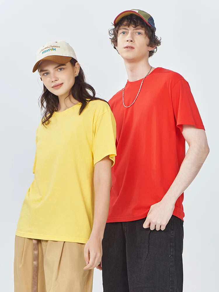 Cotton Solid Color T-Shirts Men Woman Short Sleeve Fashion Brand Trend Casual Soft Clothing Tees Breathable Summer Tops