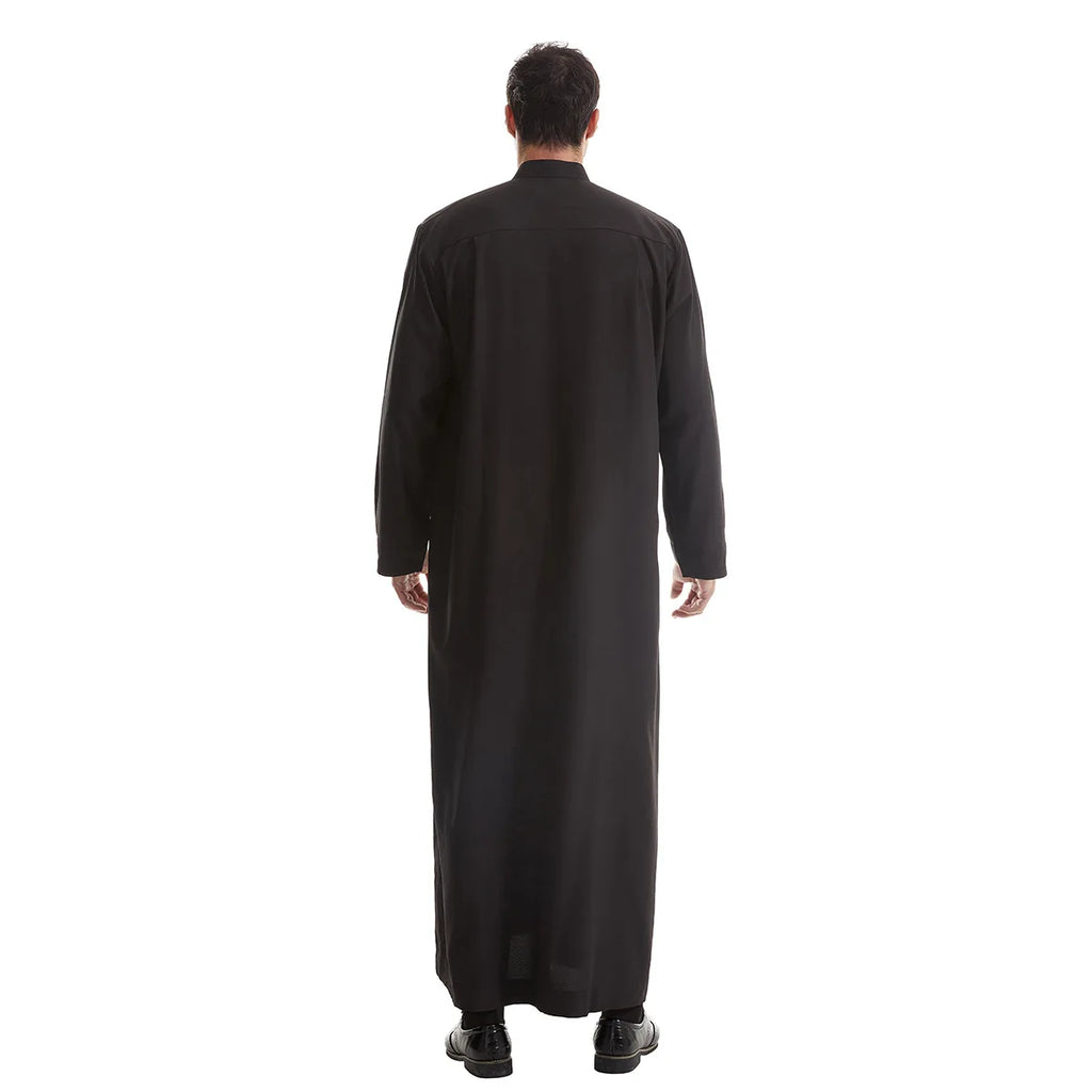 Men’s Muslim Abaya Kaftan Thobe – Long Sleeve Pullover Robe
