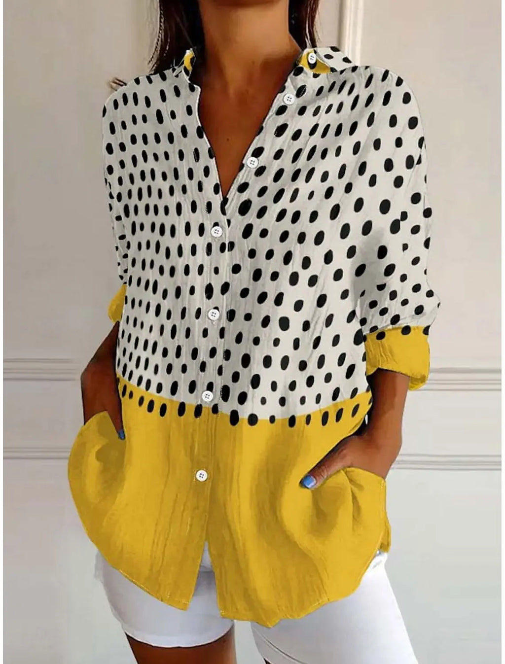 Men’s Polka Dot Long-Sleeve Button-Up Shirt