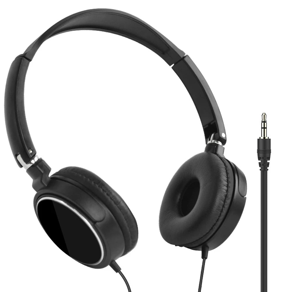Wired Noise Cancelling Headphones Portable Foldable Sports Earphones with Microphone for PC Game Stereo Music Headset