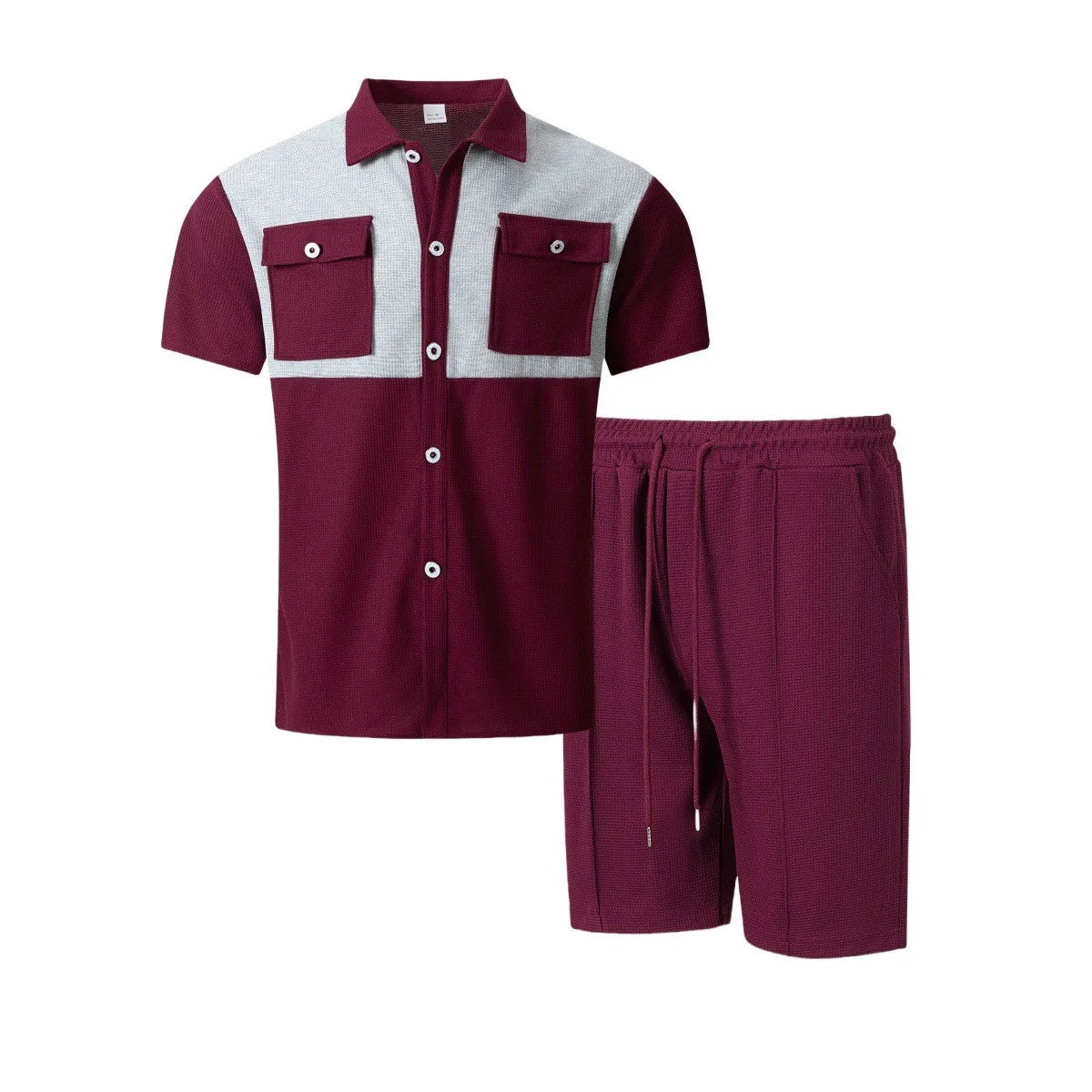 Men’s Two-Piece Casual Short Set with Button Pockets