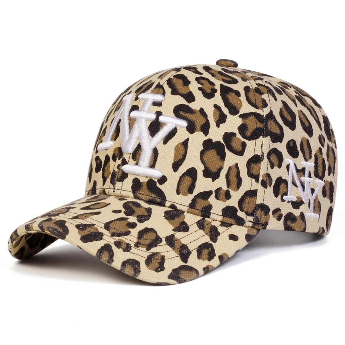 Unisex NY Letter Embroidery Leopard Print Baseball Caps Spring Autumn Outdoor Adjustable Casual Hats Sunscreen Hat Sports Cap