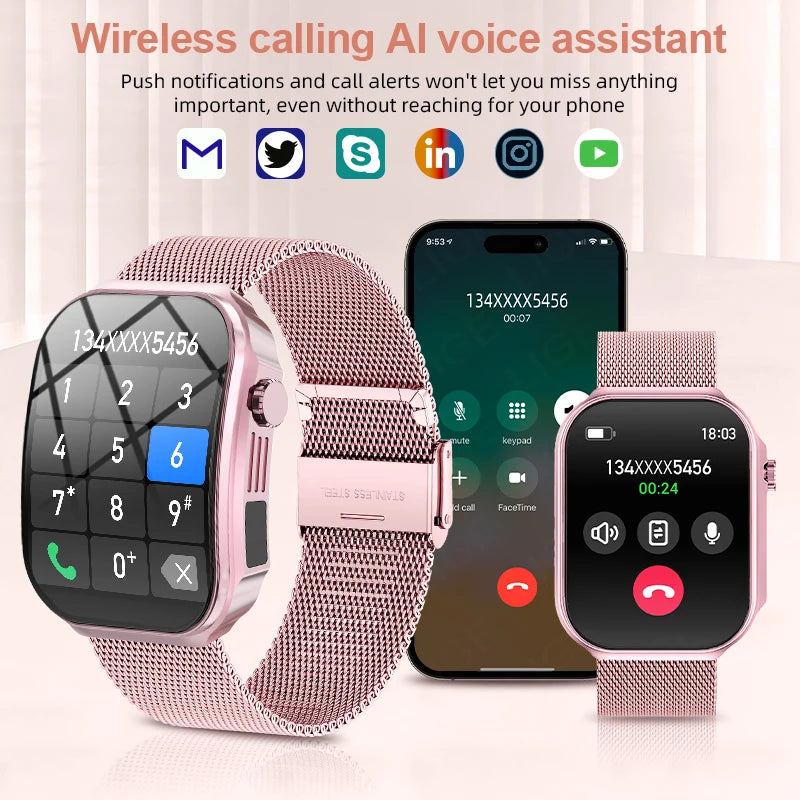 New 2.2-inch AMOLED Screen Smart Watch Women LED Light Health Monitor Smartwatch Bluetooth Call Sports Fitness Ladies Watch