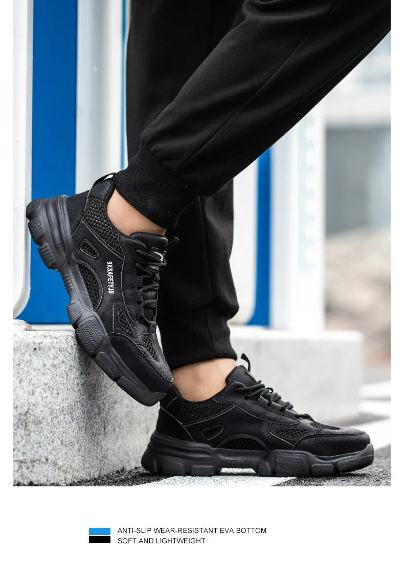 Summer Labor Protection Safety Wrok Shoes Anti Smashing Steel Toe Cap Breathable Comfortable Safety Boots Industrial Male Shoes